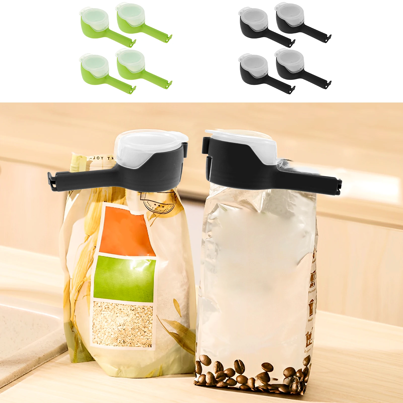 Food Preserving Bag Closure Clip Oat Dispenser Spout Snack Bag Clip Moisture Seal Clip Fresh Keeping Sealer Clamp Kitchen Gadget