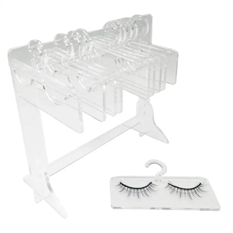 Acrylic Eyelash Hanger Rack Mini Eyelashes Storage Holder Display Stand With 10pcs Coat Hangers Tabletop Organizer Gifts