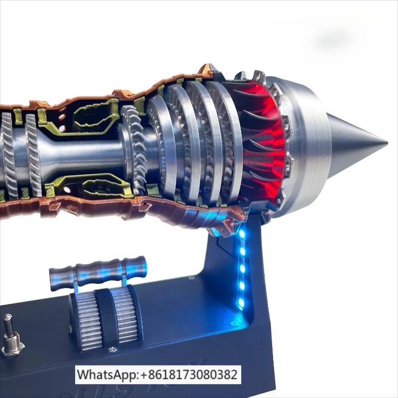 Aircraft turbofan turbojet engine model engine printing simulation toy with tail flame LED light