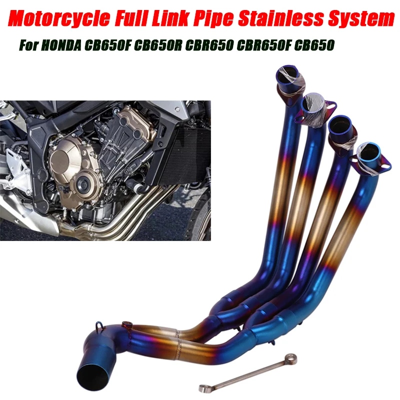 For Honda CBR650R CB650R CB650 CB650F CBR650F 2014 2015 2016 2017 2018 2019-2022 Motorcycle Exhaust System Blue Full Link Tubes