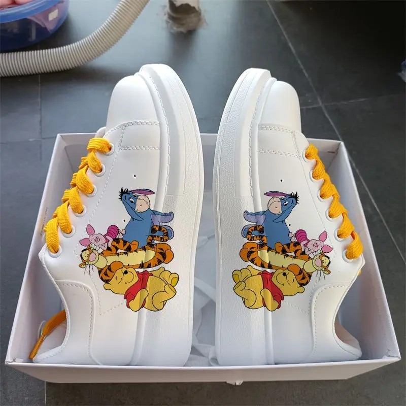 Anime Winnie Sneakers Disney Cartoon Piglet Tennis Shoes Print Couple Casual Shoes Fashion Adult Basket Shoes Size 35-44