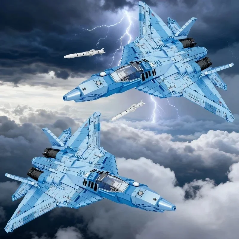 SU-57 Stealth-Kampfflugzeug 33030 Bausteine Luftwaffen-Flugzeugmodell Ziegel Desktop-Sammlerstücke Ornamente Puzzle-Spielzeug Geschenke