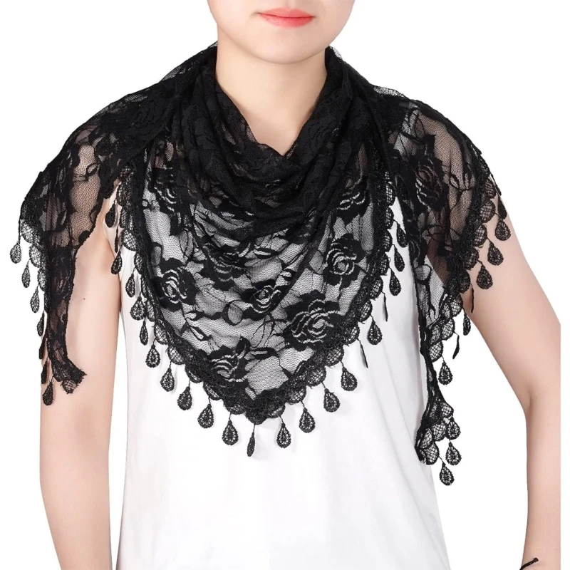 Luxurious Handwoven Triangles Scarf with Rose Thin Cycling Breathable Scarf for Stylish Elegances