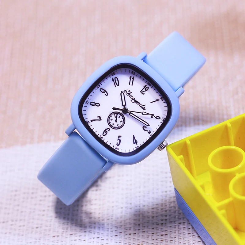 children's kids fashion simple Square dial quartz wristwatch 12hours digital pointer electric watchesfor students learn time