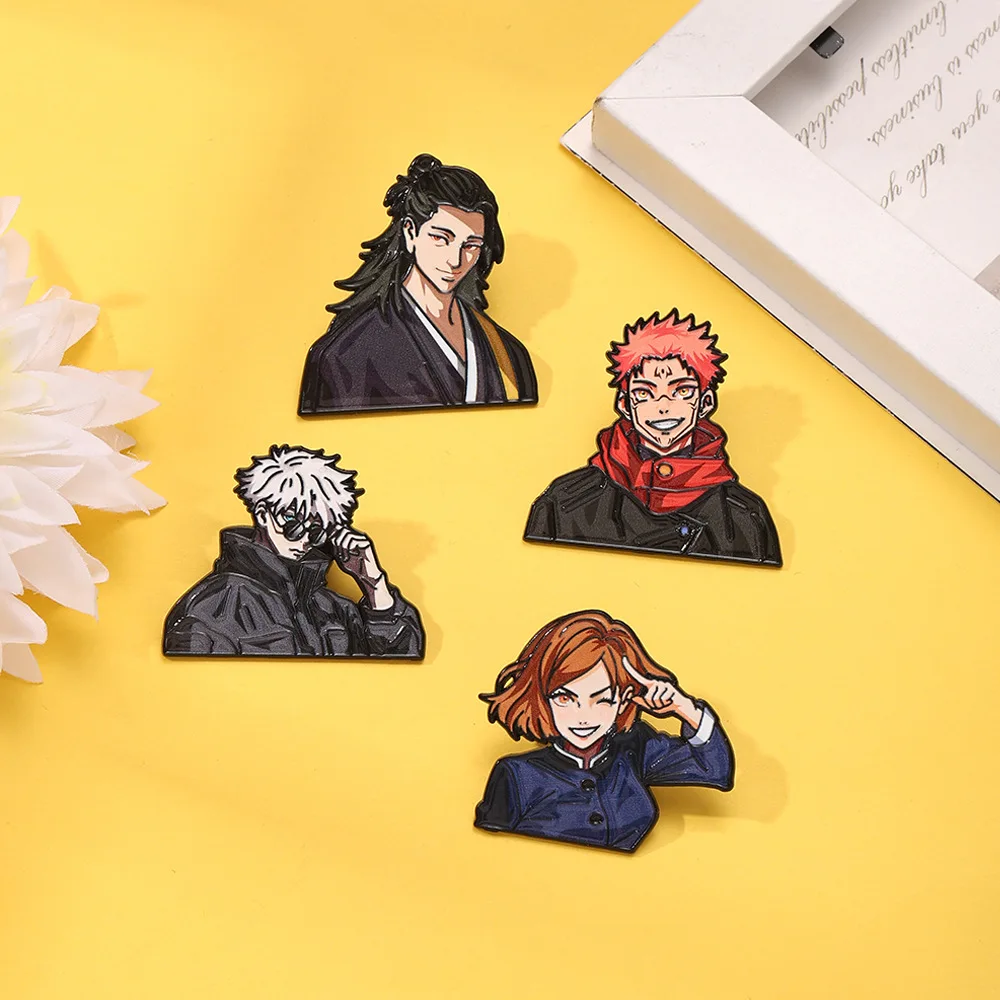4pcs Creative Anime Jujutsu Brooch Cute Gojo Satoru Itadori Yuji lapel badge backpack shirt clothes Jewelry Accessories Gifts view 3