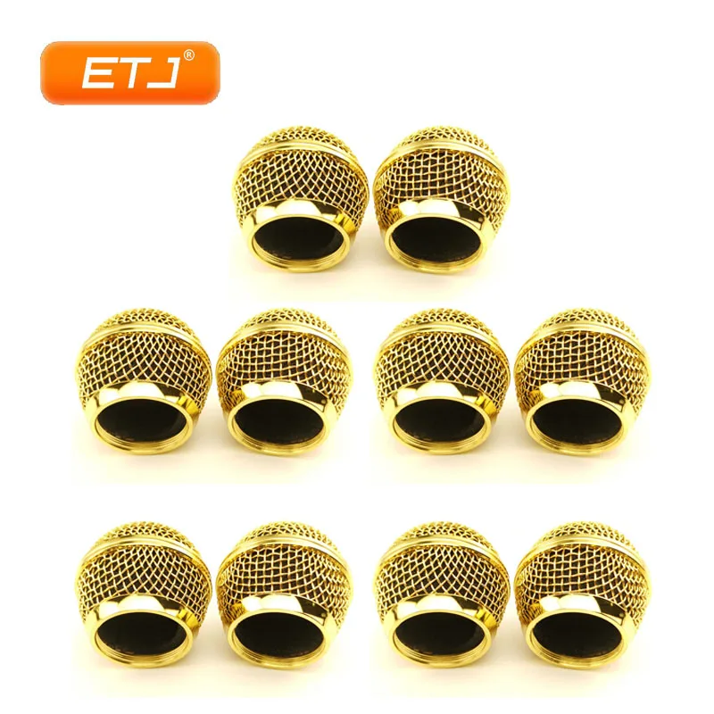 

10pcs Microphone Ball Mesh Grille Gold Color Beta58 SM 58 Microphone Accessories Ball Head Replacement