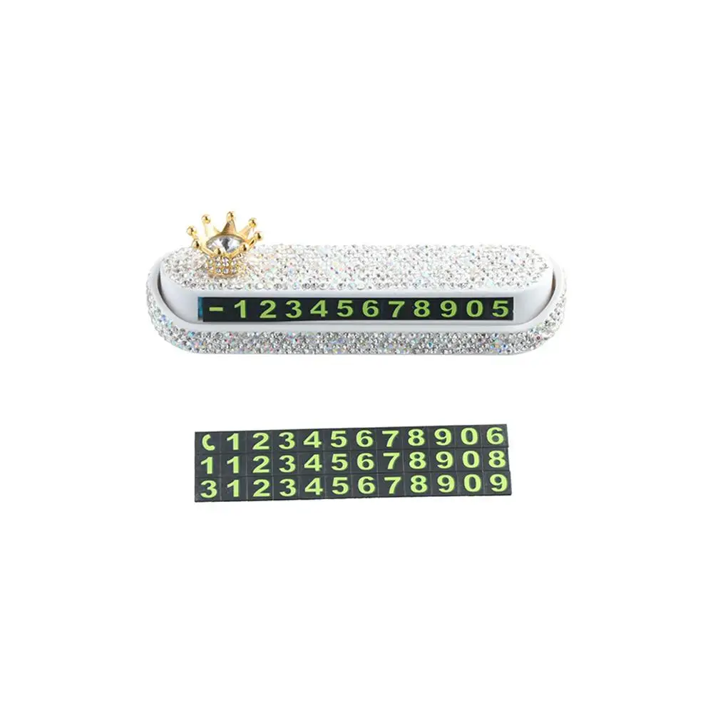 Diamond Car Temporary Parking Sign Luminescent Rhinestone Auto Parking Stickers Top Grade Phone Number Hidden