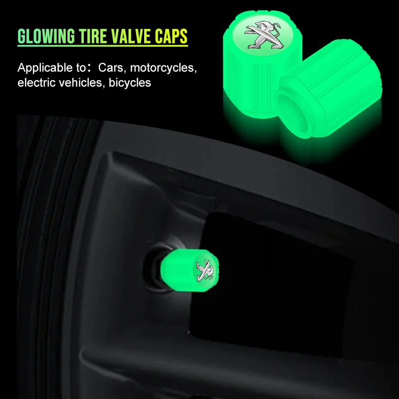 Tapas de Válvula de Neumático con Emblema para Peugeot 607 108 208 301 Partner 3008 4008 2008 5008, Accesorios para Tapas Centrales de Rueda