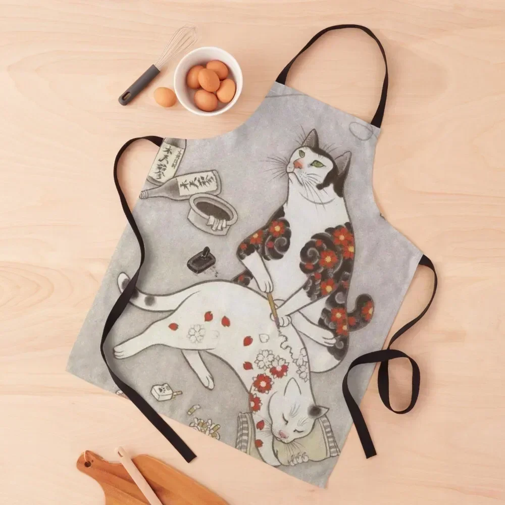 

Japanese Tattoo Monmon Cats Aka Tattooed Cats Apron Kitchen Apras For Women Women's Kitchen Restaurant Apron