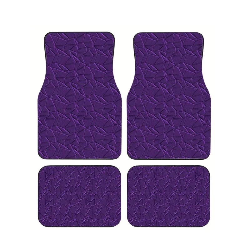 2pcs/4pcs Full Coverage Purple Crackle Pattern Printed Car Mats, All-Season Universal Fit, XPE Anti-Slip Wear-Resistant Car Floo 3