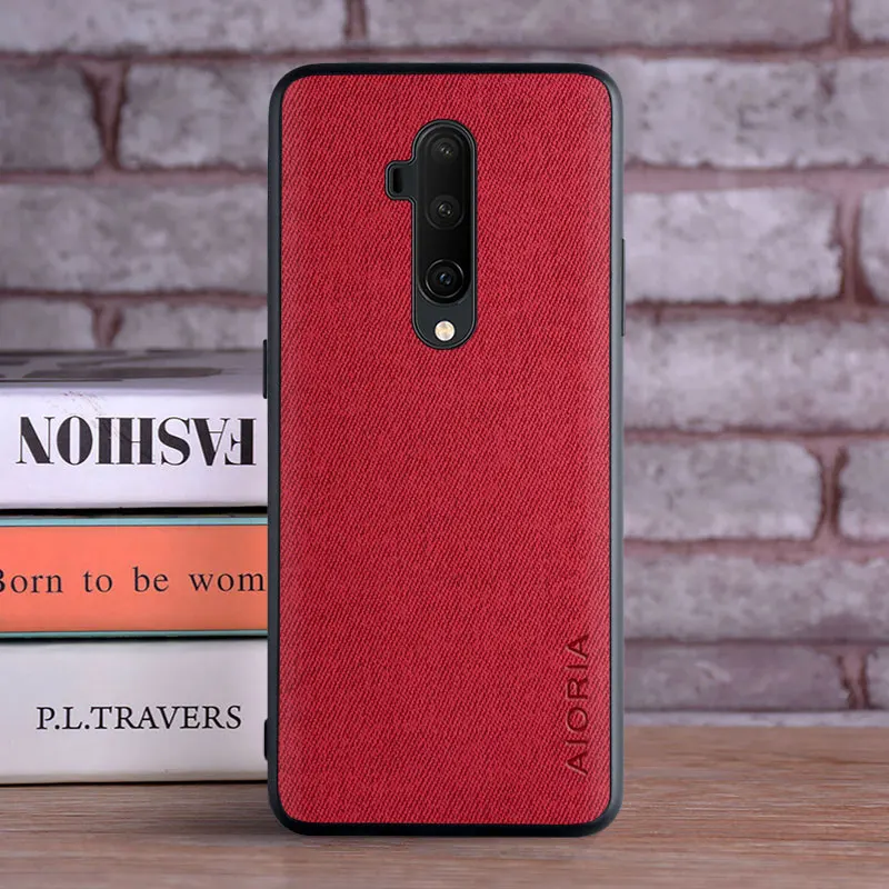 Case for Oneplus 7T Pro coque Luxury textile Leather skin soft TPU hard PC phone cover for oneplus 7t pro case funda capa