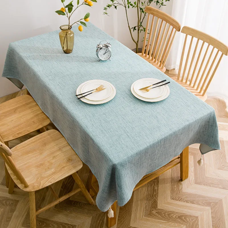 Solid Color Oil-Proof and Water-Proof Tablecloth Fabric Simple Cotton and Linen Thick Tablecloths Decoration Home