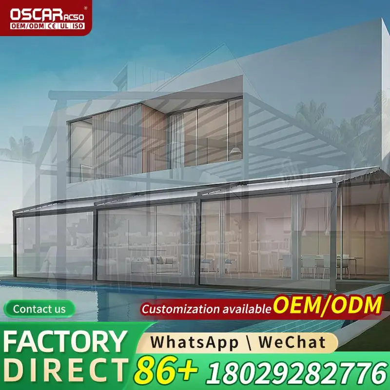 

Remote Control Telescopic Electric Folding Sunshade Umbrella for Shop Café Restaurant with Low Price Retractable Canopy Pergola