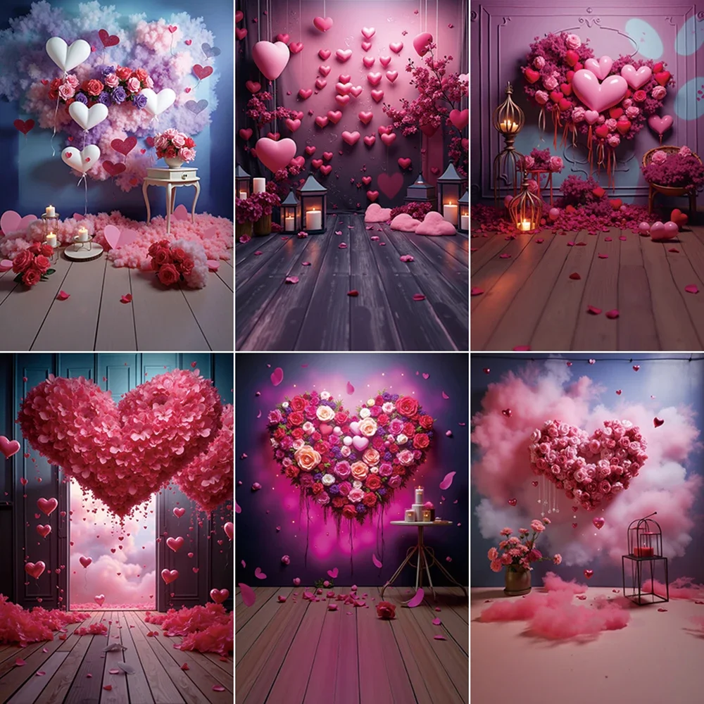 

MOON.QG Valentine's Day Photography Backdrops Candle Heart Red Rose Photo Studio Backgrounds Couple Party Decorations Photocall