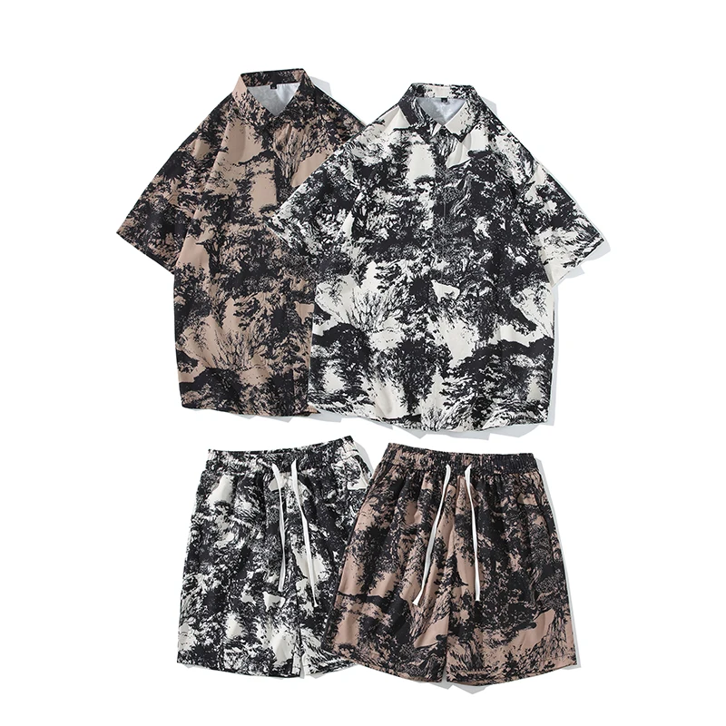 

Beach Clothes For Men 2 Piece Set Quick Dry Hawaiian Shirt and Shorts Set Men Fashion Clothing Printing Casual Outfits Summer