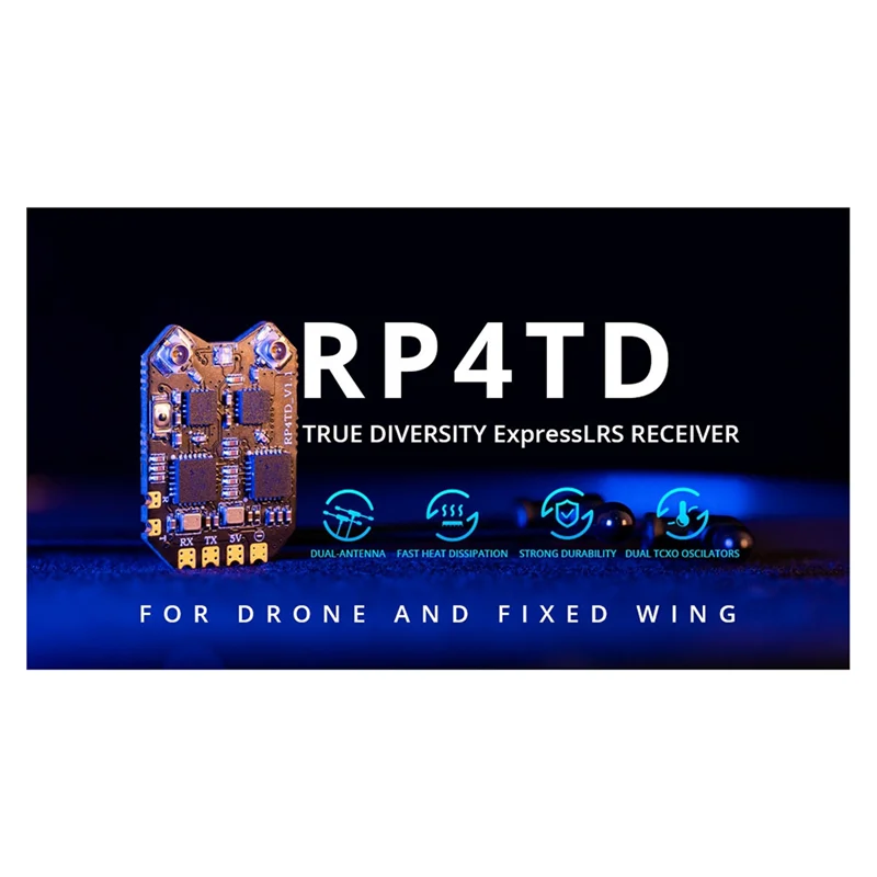 

For Radiomaster RP4TD Expresslrs 2.4Ghz Nano Receiver Built In WIFI TCXO(RP4TD LBT) Parts Accessories 1 PCS-AU47