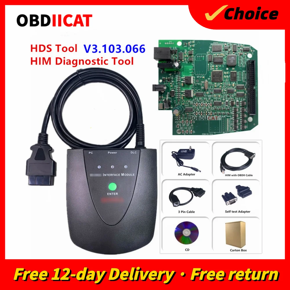 

V3.103.066 HDS Tool HIM Diagnostic Tool For H-o-nd-a HDS Newest Version with Double Board USB1.1 To RS232 OBD2 Scanner