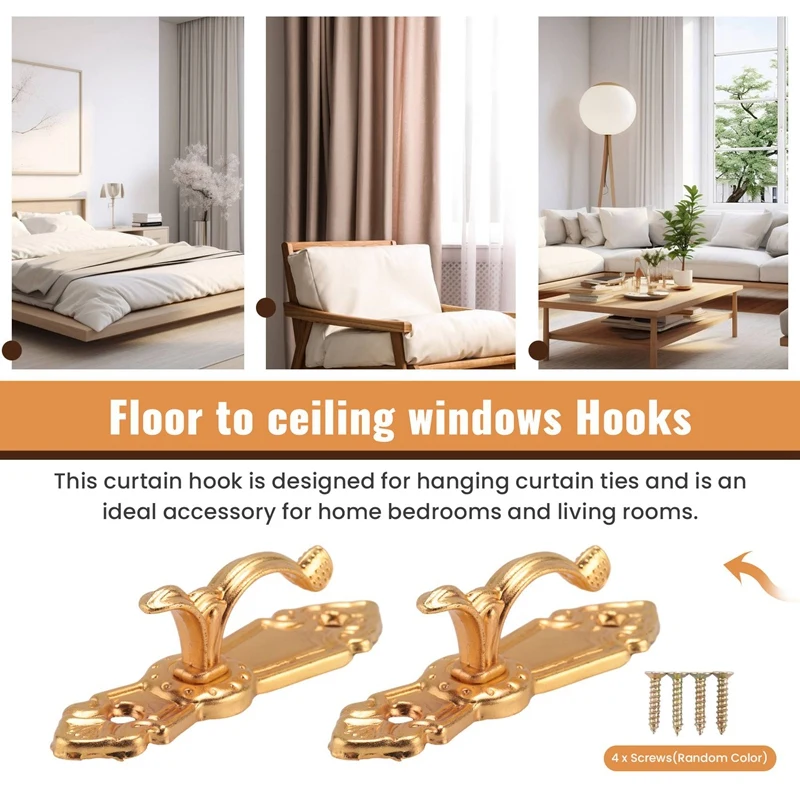●Screw Mount Curtain Tassel Tie Back tieback Wall Hooks 2PCS-ABFB