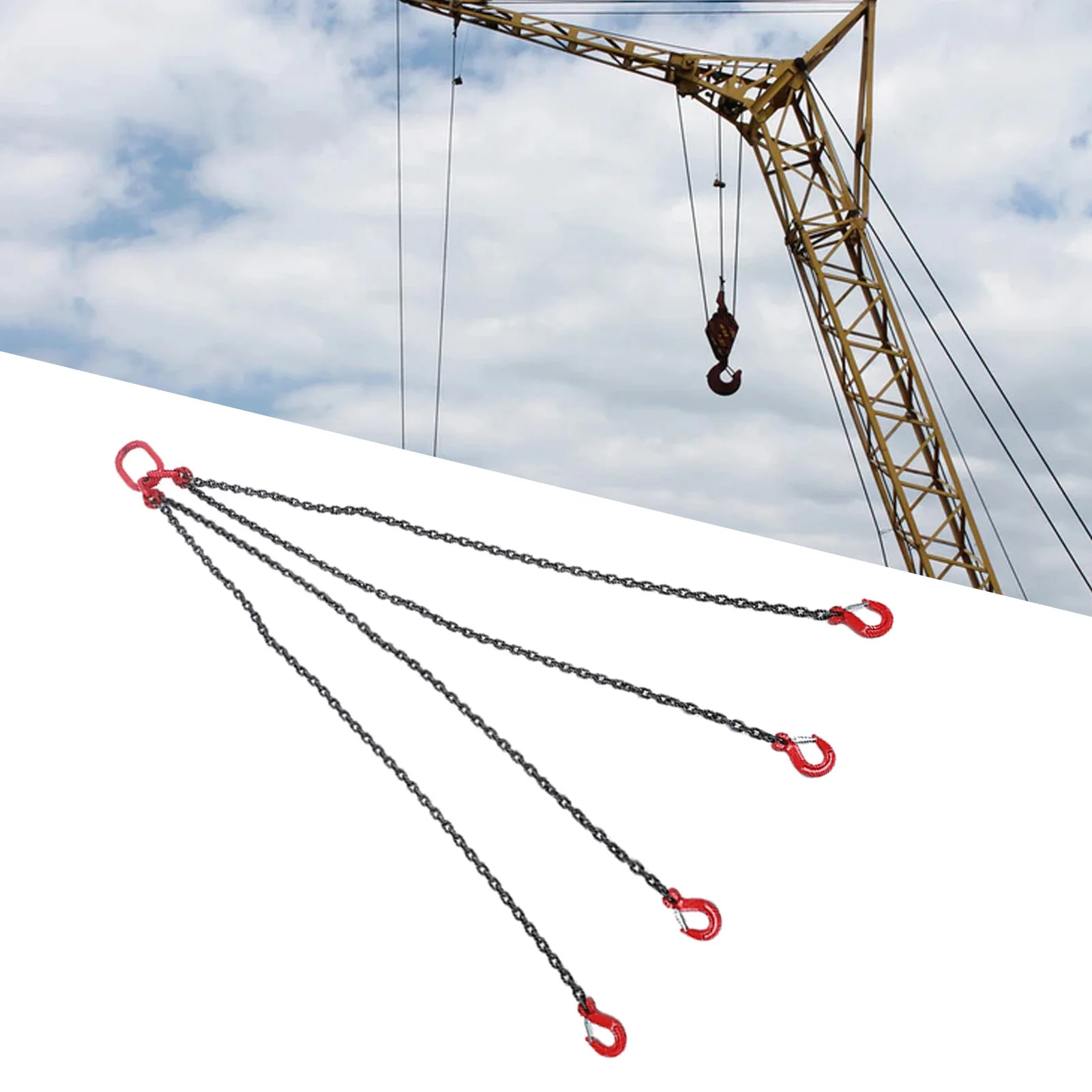 The lifting chain sling can lift a heavy crane weighing 6 tons and 1.5 meters, equipped with 4 leg level hooks and regulator ste