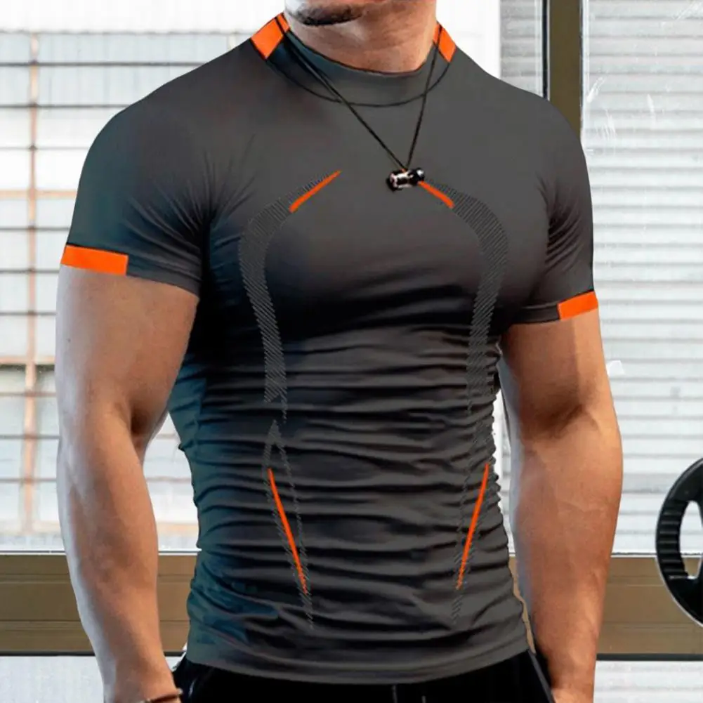 Sports T-shirt Men Slim Fit Fitness Tee Top Soccer Jersey Tight T-shirt Quick Drying Summer Running Compression T-shirt Men Tees