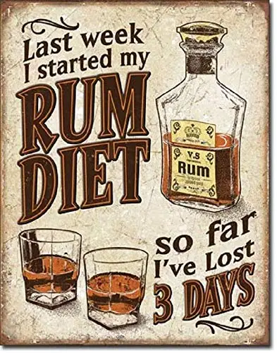 Retro Vintage Metal Tin Sign I Started My Rum Diet I've Lost 3 Days Home Bar Club Wall Decor Signs