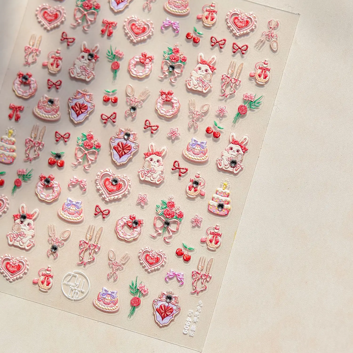 Bunny Bowknot Love Heart Cat Poker Crown Lock Key Cake Dessert Easter Eggs Rabbit Chick Flower Butterfly Nail Art Stickers Decal