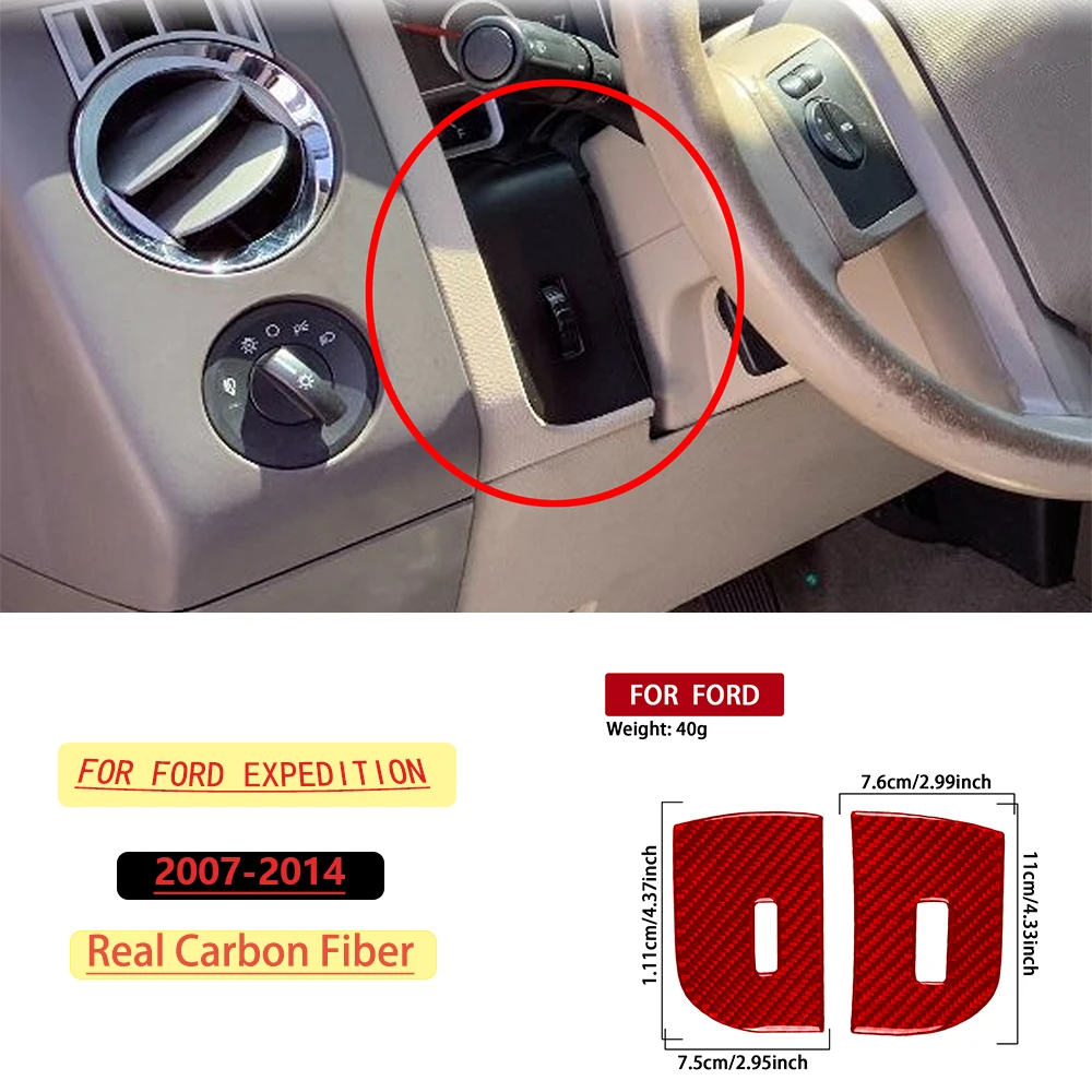For Ford Expedition 2007–2014 Car Back of the steering wheel Trim Real Soft Carbon Fiber Interior Accessories Decoration Sticker