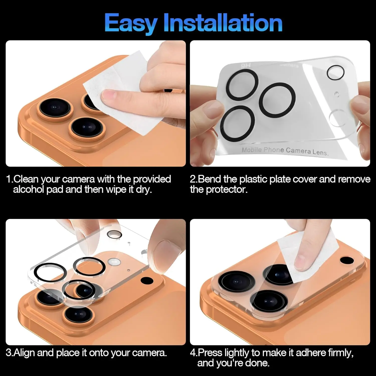 Blueo For 17 pro max invisible Shock Resistant Lens Module Protection Film,Tempered Glass Cover For iphone 17 pro,Anti-scratch