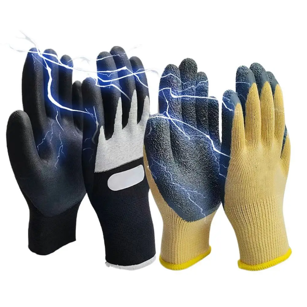 New Yellow Black Electrician Insulating Gloves Withstanding Voltage 400V Rubber Work Safe Gloves Househeld Protective Mittens