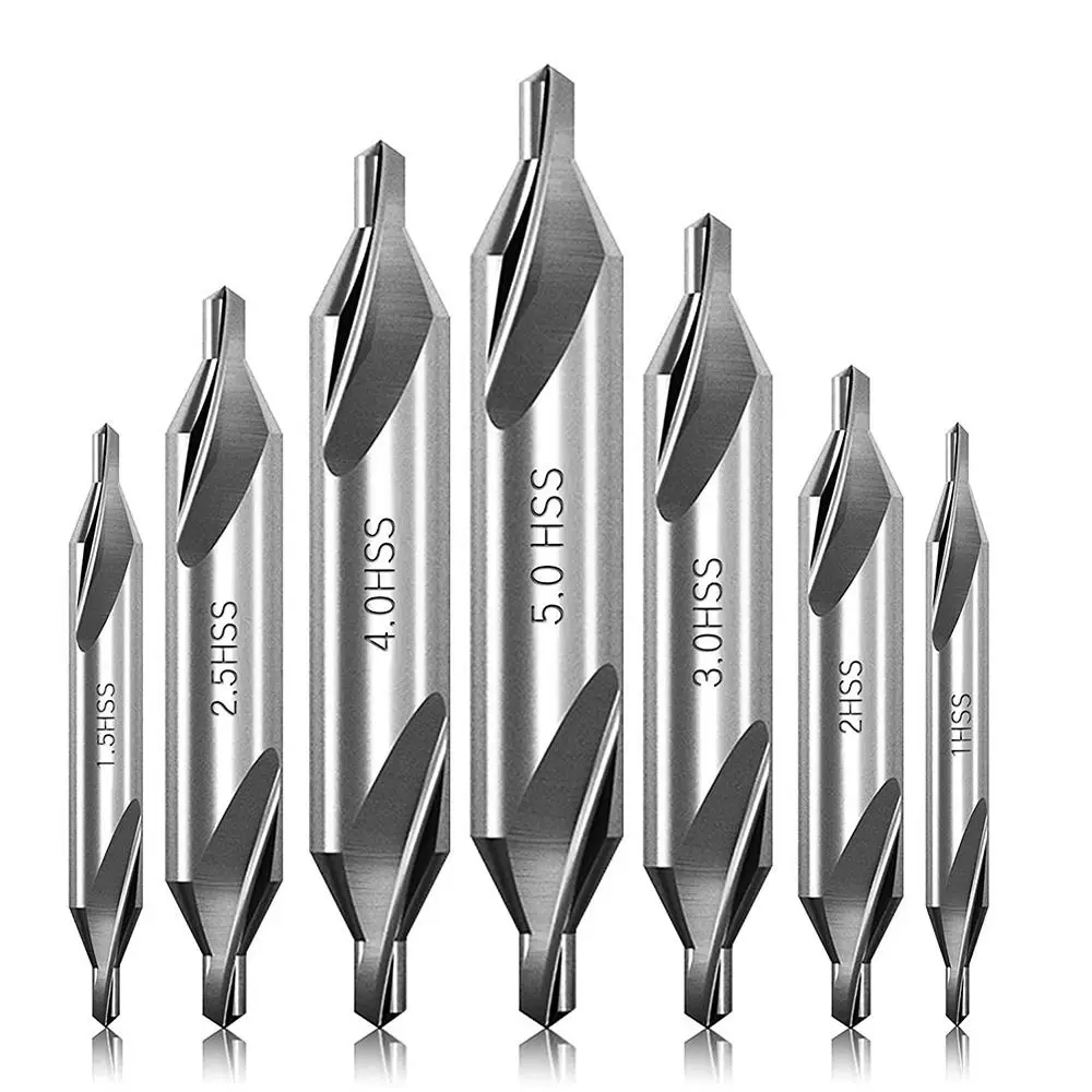 HSS Combined Center Drills 60 Degree Countersinks Angle Bit 1.0/1.5/2.0/ 2.5/3.0/4.0/5.0/6.0/8mm Metal Cross Triangle Drill Bit