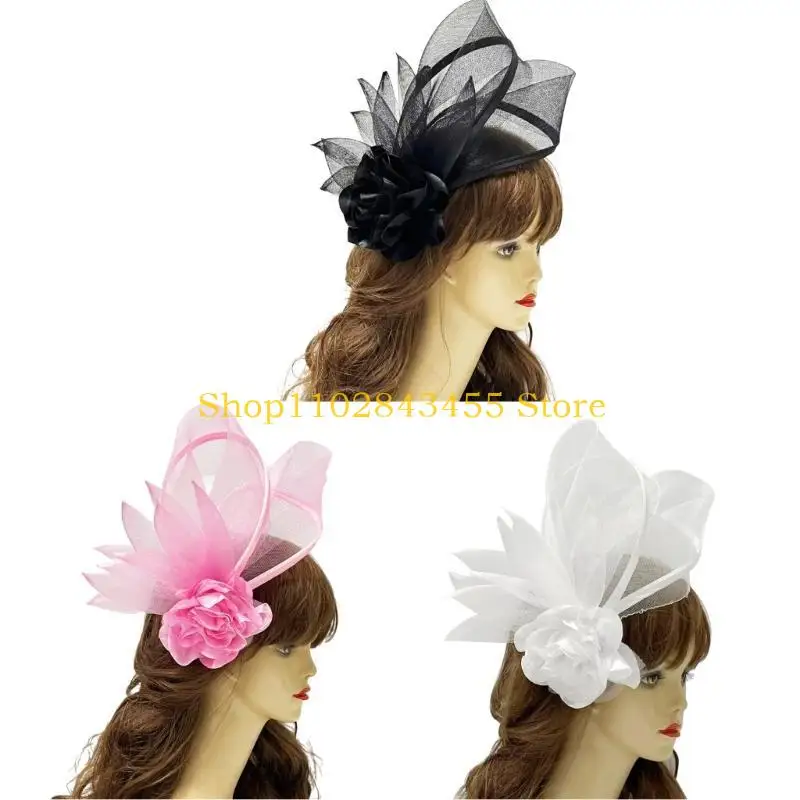 

49MC 1920s Girl Hair Clip with Flower&Yarn Decorative Fascinator Hair Clip Punk Hair Clip for Taking Photo for Woman