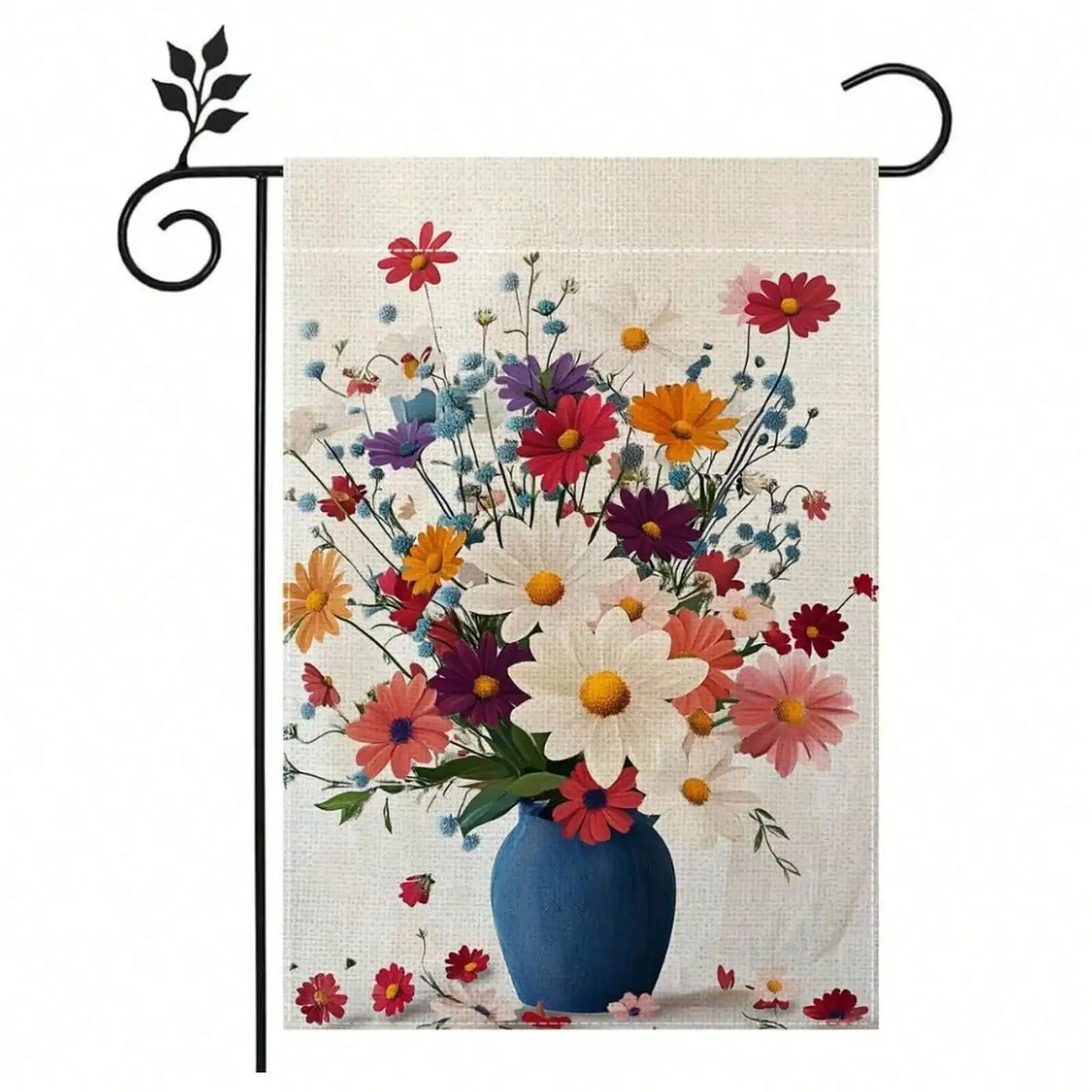 

1pc 12x18in 4th of July Garden Flag, Double Sided Mason Jar Floral Patriotic, Outdoor Independence Day Memorial Day Yard Decor