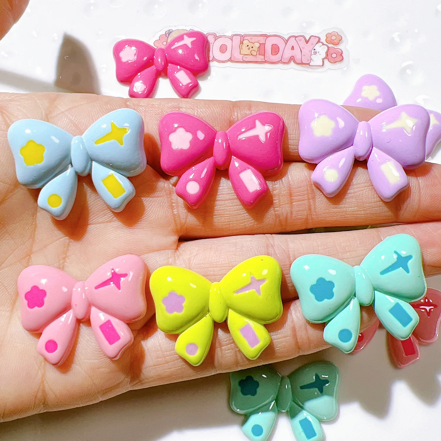 

100pcs Kawaii Bowknot Flatback Resin Cabochon Scrapbooking Crafts Decoration DIY Jewelry Hairpin Headwear Accessories