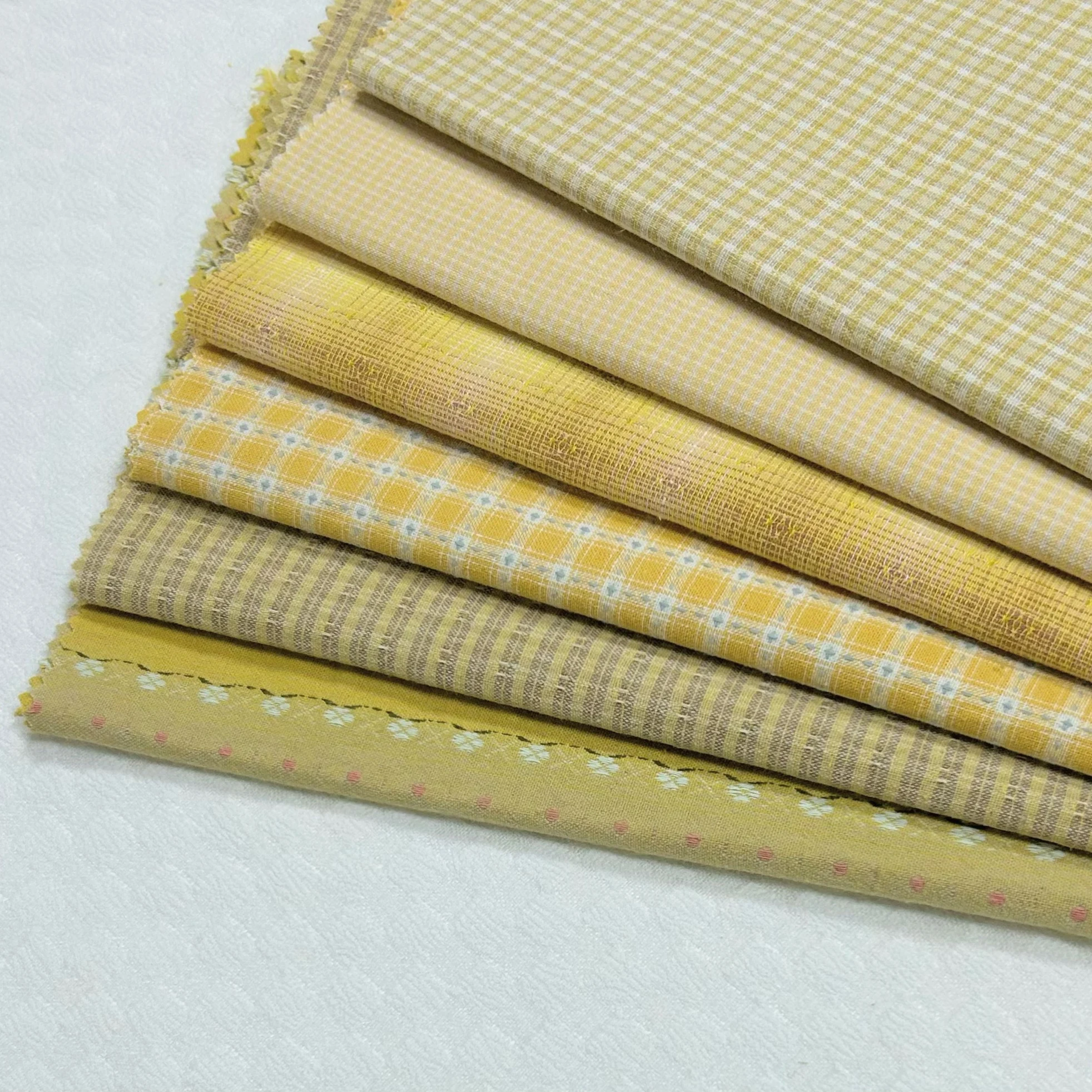 

50x140cm Yellow Pure Cotton Pre-Dyed Fabric,Diy Hand-Woven Yarn-Dyed Fabric,Children's Clothing Bag Patchwork Fabric Set