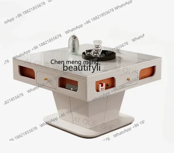 xx1Fully automatic multi-functional lifting mahjong table dining table dual-purpose modern simple silent rock slab coffee table