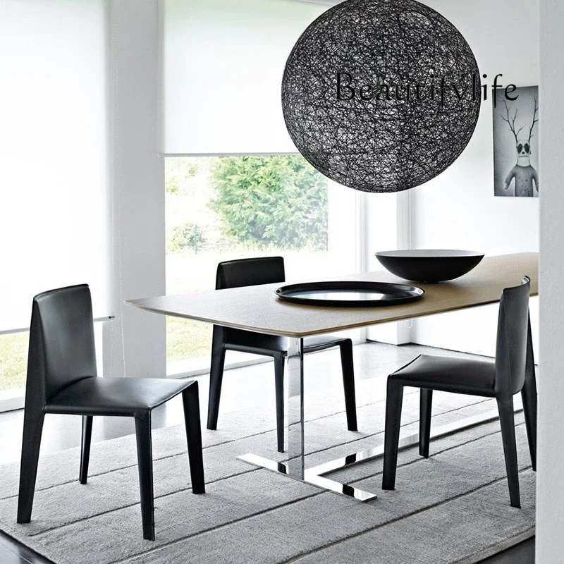 

Nordic modern minimalist design model room saddle leather dining chair hotel villa sales office chair