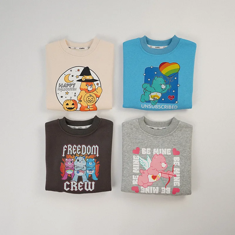 

Autumn New Children Cartoon Print Casual Sweatshirt Cotton Boys Girls Versatile Pullover Baby Long Sleeve Tops Kids Clothes