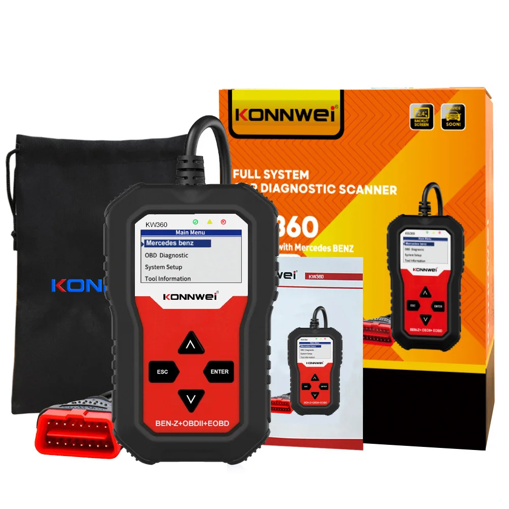 KONNWEI KW360 Full System OBD2 Scanner Auto Fault Code Reader On-board Computer Professional Vehicle Diagnostic Scan Tool