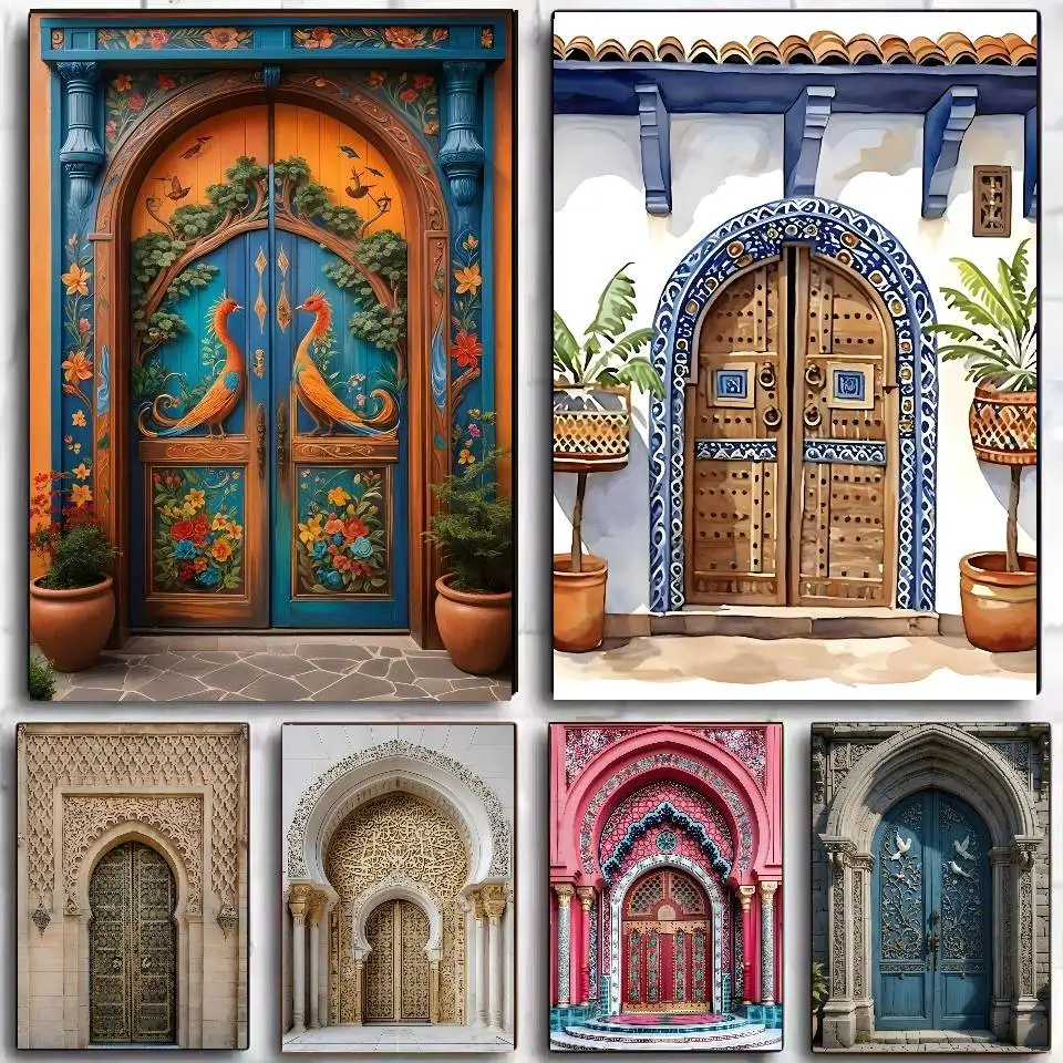 المغرب باب العربية ذاتية اللصق ملصق فني ذاتية اللصق الفن ملصق مضاد للمياه مقهى النوم غرفة جدار ديكور #1