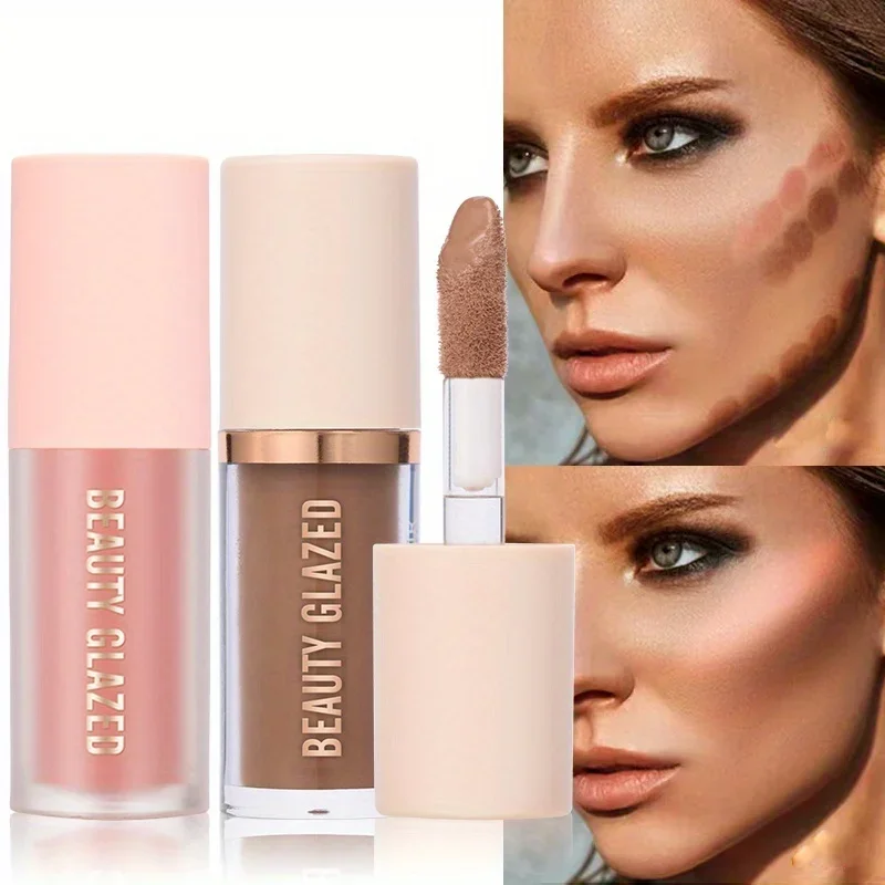 BEAUTY GLAZED 2 unids/set rubor líquido, contorno facial de larga duración, fácil de esculpir la cara y crear un maquillaje de acabado ligero