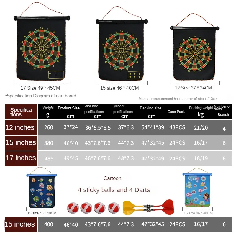 Double Sided Magnetic Dart Tray Set Parent-child Children Toys Cartoon Casual Competition Level Dual Use Darts Flights Archery