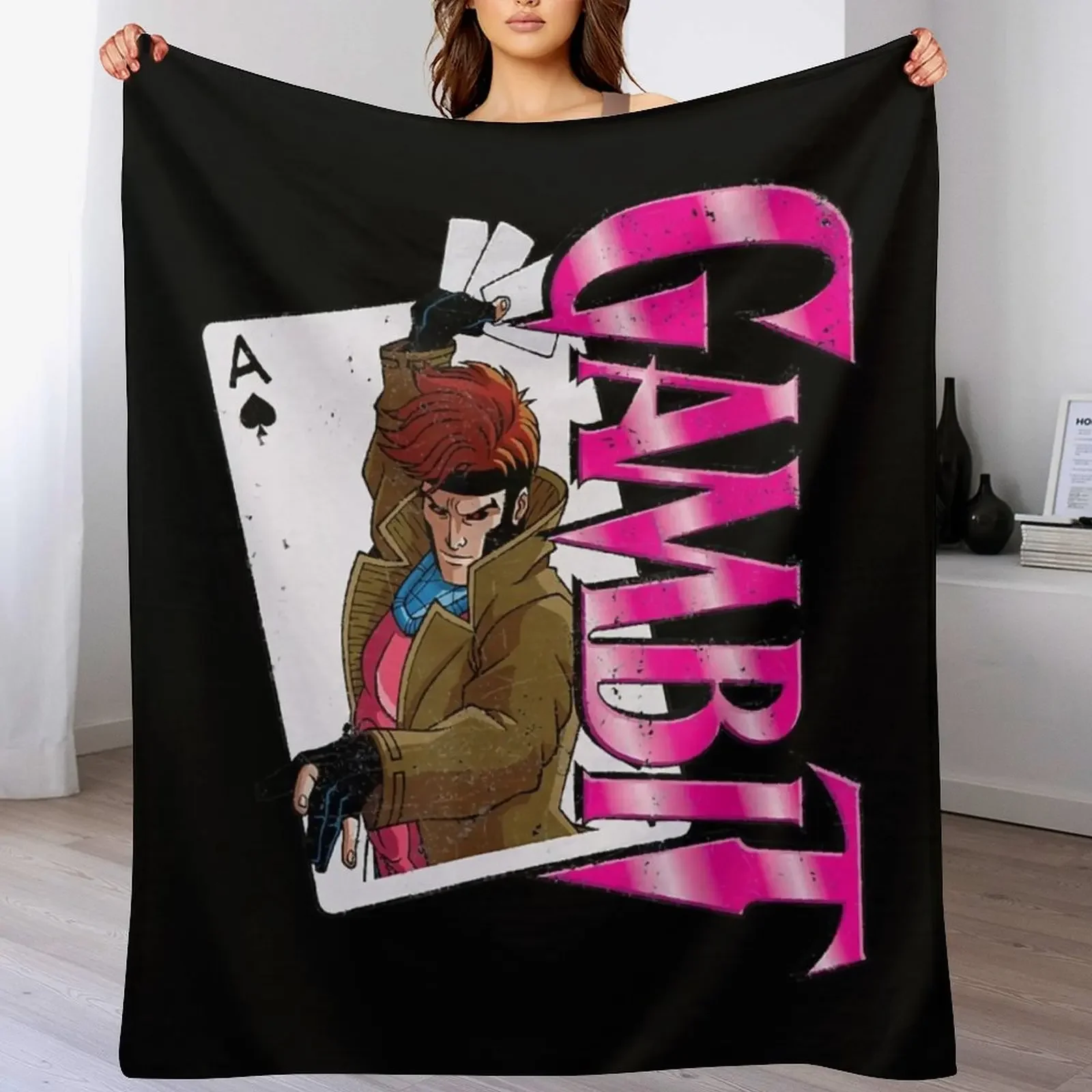 New S Men Gambi Card Retro Throw Blanket Stylish Decor Blanket Gift for Friends Roommate