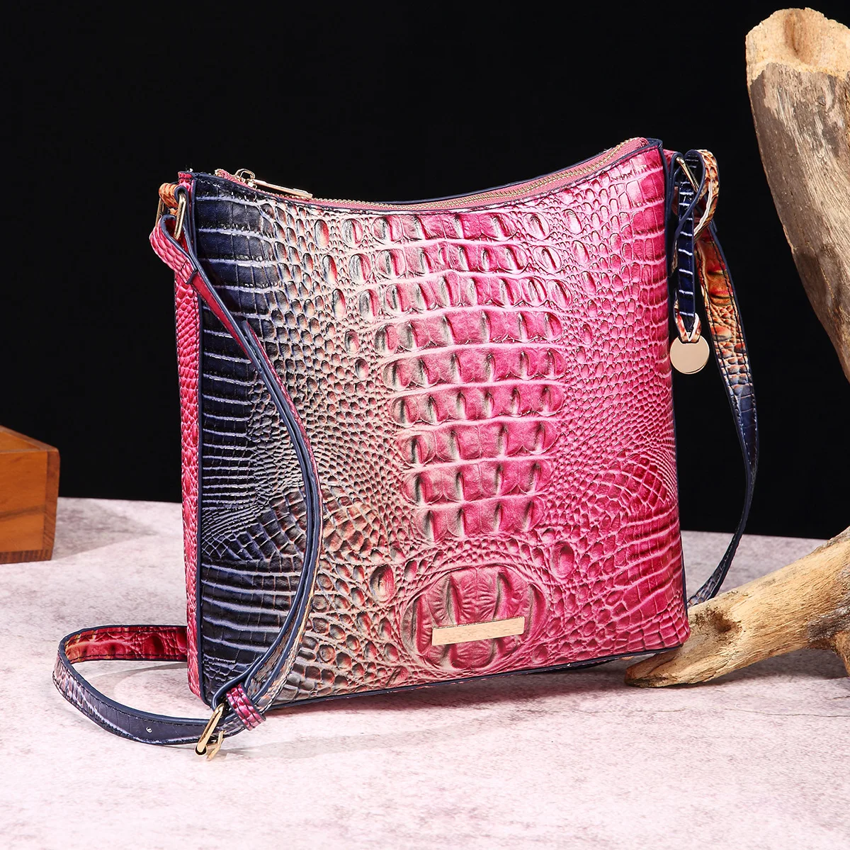 Mode Gradiënt Crocodile Patroon Crossbody Tassen Designer Vrouwen Schoudertas Luxe Pu Lederen Klassieke Kleine Tote Vrouwen Portemonnees