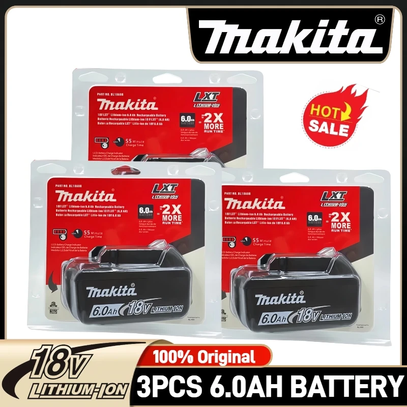 

100% Genuine Makita 18V Battery, 6.0Ah Battery, Makita BL1860 BL1850B BL1840 BL1830B Makita Replacement Lithium Battery