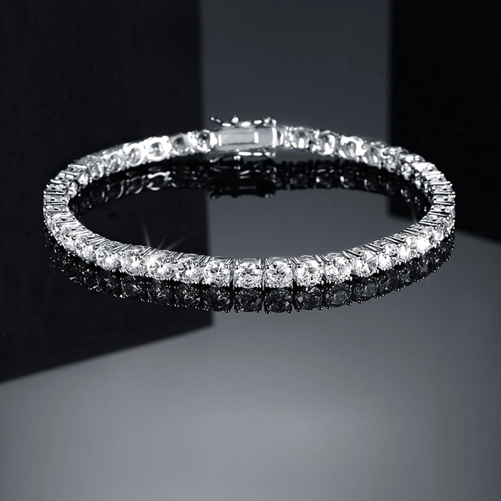 Factory Price 3-6.5MM S925 Sterling Silver D Color VVS1 Moissanite Tennis Bracelet  with GRA Bracelets for Women Man view 2