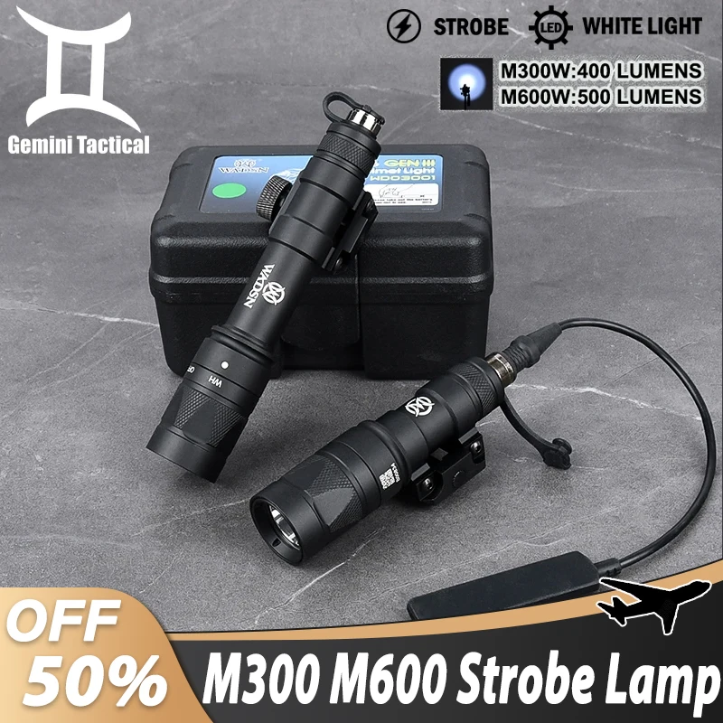 

WADSN M600 M300 M600W M300W Tactical Strobe Flashlight Scout Light LED Hunting Rifle Weapon Accessories Fit 20mm Picatinny Rail