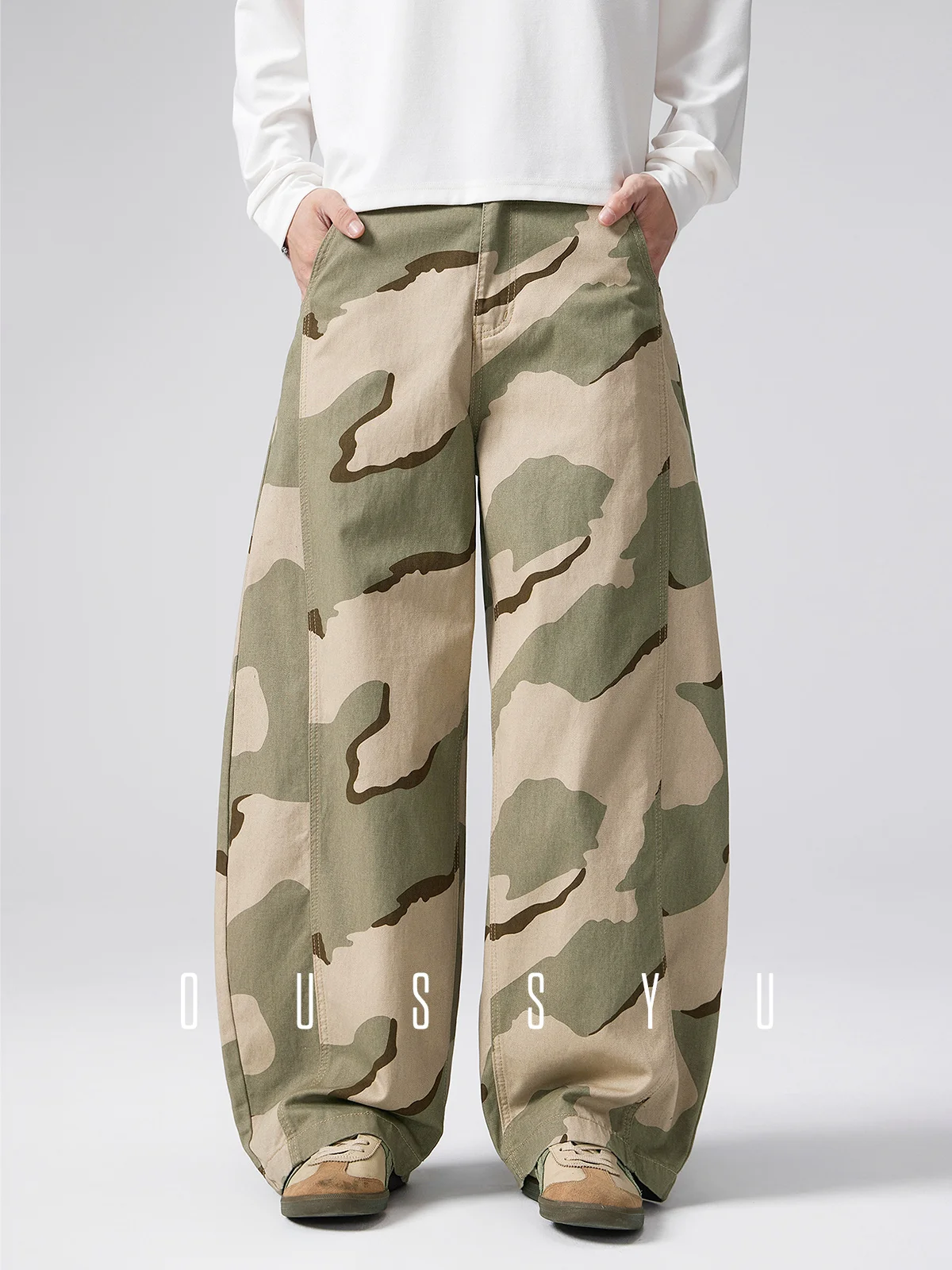 

Luxury Quality American Military Style Camouflage Desert Casual Pants Men Printed Splicing Baggy Straight Streetwear Trousers