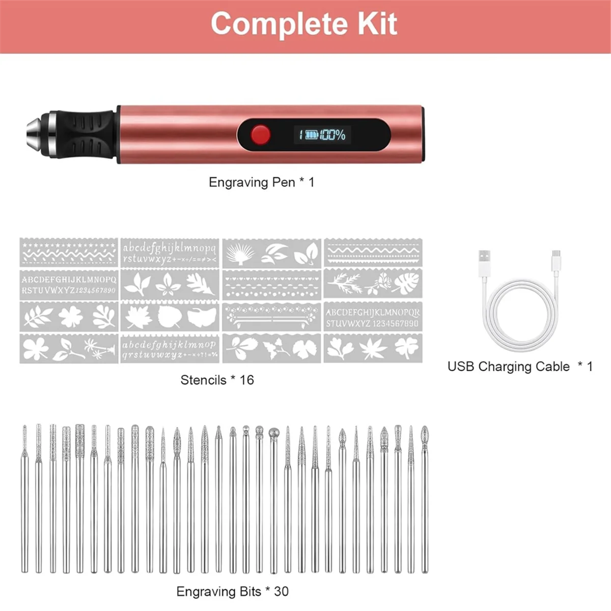 

Беспроводная гравировальная ручка A45I с 30 битами, электрическая ручка-гравер, набор инструментов для гравера «сделай сам» для резьбы из бисера, стекла и пластика