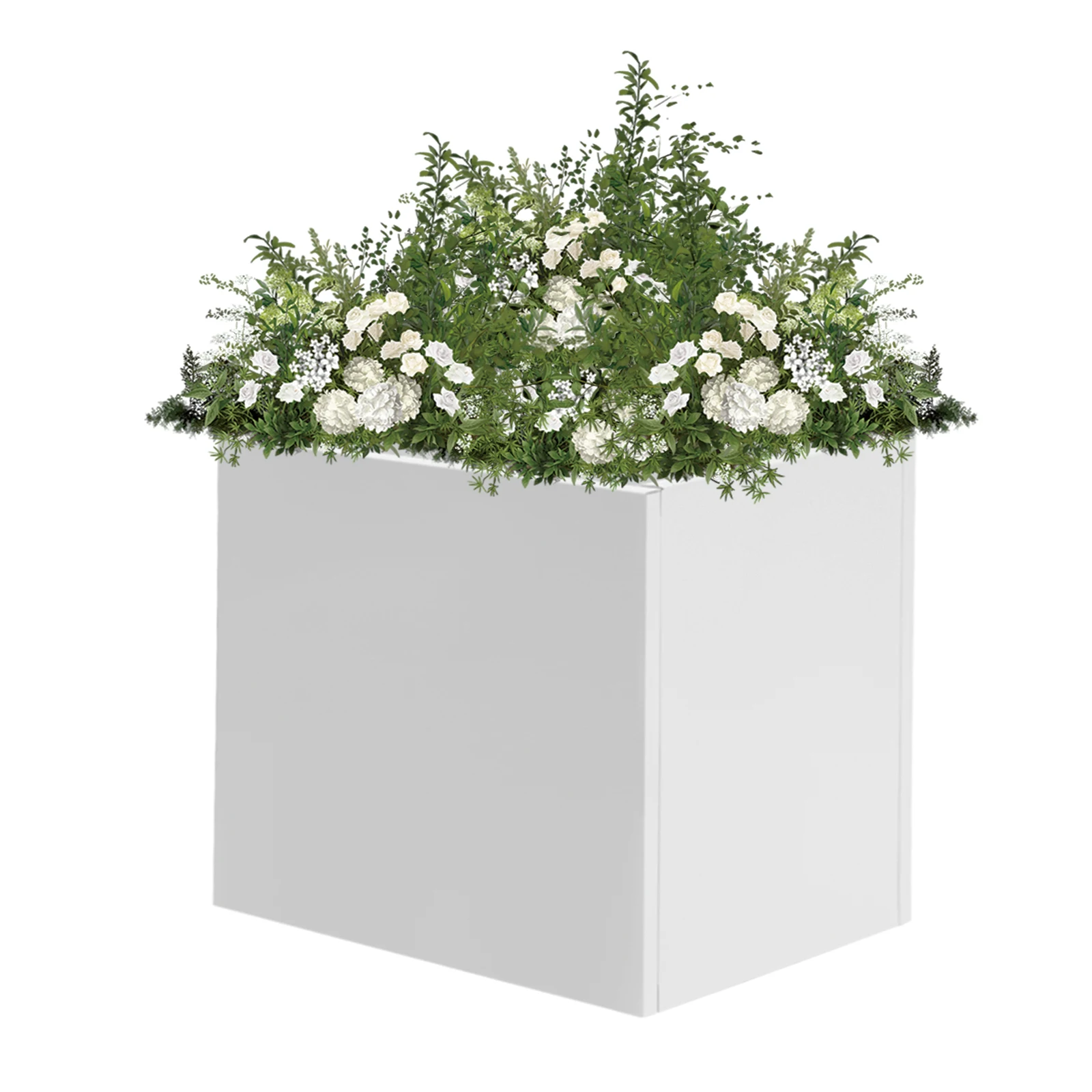 20Inch Steel Planter Box white Metal Planter Large Square Indoor Outdoor Planters Cube Steel Heavy Duty Flower Pot