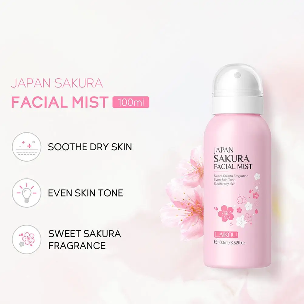 Sakura-Spray de sérum éclaircissant pour la peau, 100ml, hydratant, doux, réparateur, améliore la lueur